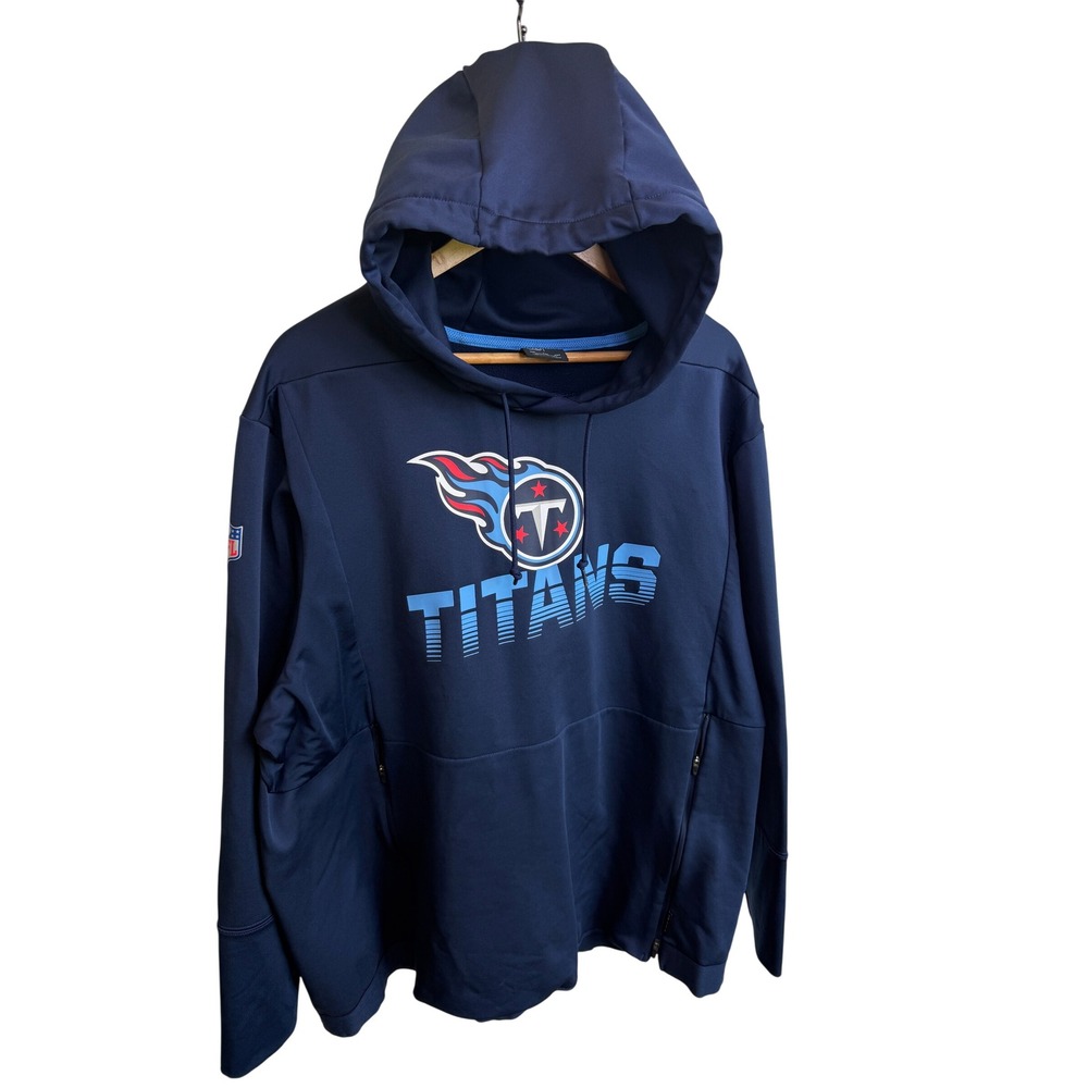 Nike NFL On Field Tennessee Titans Hoodie Mens XXL Navy Blue Dri-FIT Sweatshirt